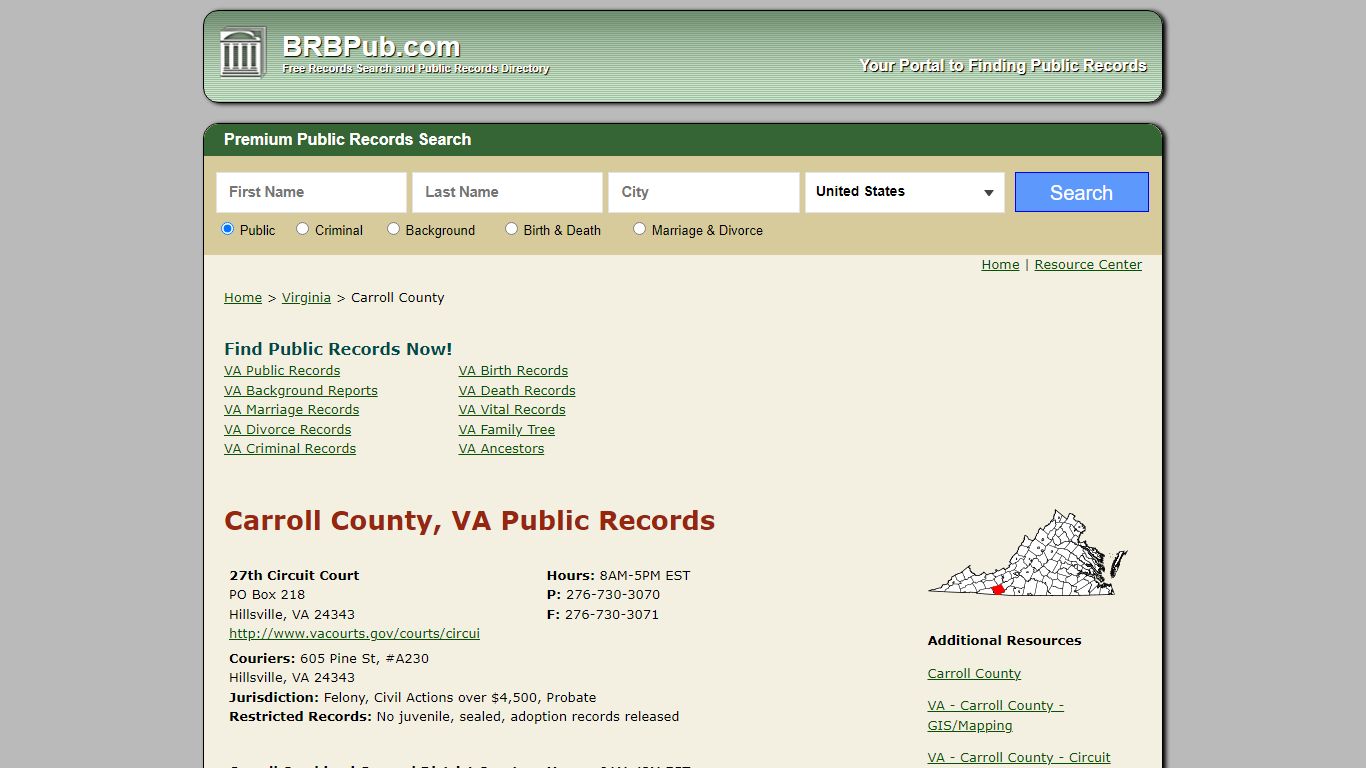 Carroll County Public Records | Search Virginia Government ...